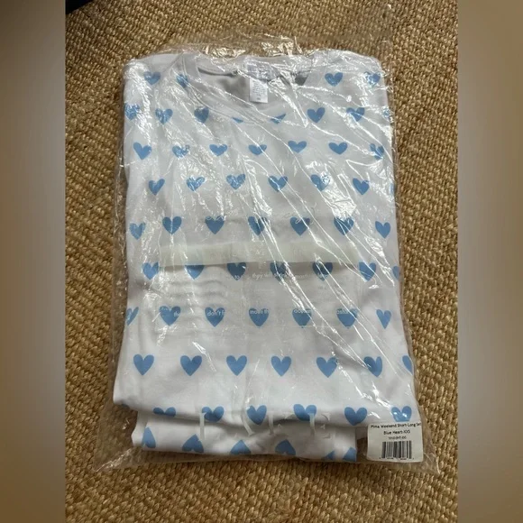 NWT Lake Pajamas short long weekend set blue heart Pima cotton